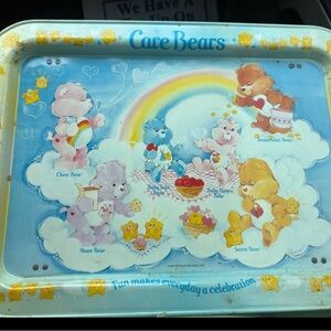 Vintage Care Bears Metal TV Tray with Colorful Design